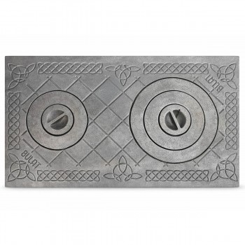 Плита чугунная для печи, декоративная, 2 глазка, 710х410х15 мм