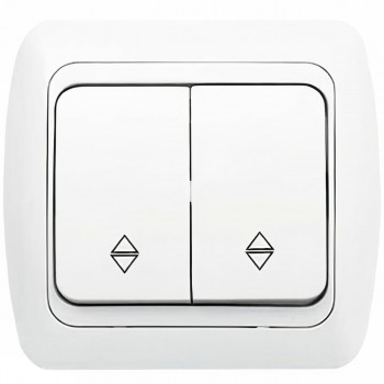 Întrerupător comutator cu două butoane de trecere Elbi alb Tuna 502-010200-211
