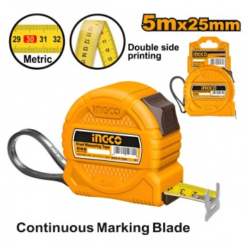 Рулетка измерительная стальная INGCO HSMT39525-1 5 м х 25 мм, автостоп, ABS-корпус
