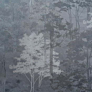 Tapet vinilic pe suport nețesut Arteks Forest 11218-05, gri, model pădure, embosat la cald, 1,06x10,05 m