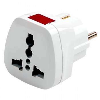 Fișă adaptor cu indicator de tensiune de la US/UK/AU la Euro MPN 10 А alb (Art. 48915)