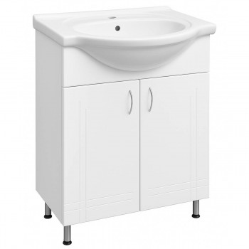 Dulap cu lavoar Aquaplus Classic 65 cm, alb, pe podea