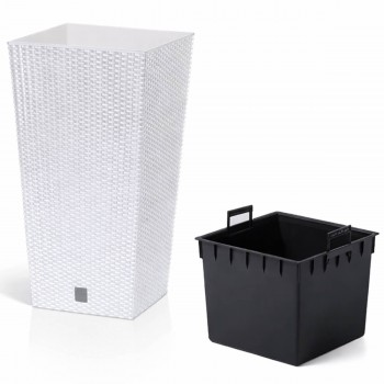 Горшок для цветов Prosperplast Rato Square DRTS240-S449 240х240х450 мм, 19 л, белый