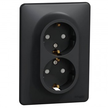 Розетка двойная Schneider Electric Sedna с заземлением, 16 А, 250 В, антрацит SDD314221