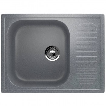 Chiuvetă de bucătărie ULGRAN U-202-309 64x49 cm, compozit granit, 1 cuvă cu picurător, reversibilă, gri închis