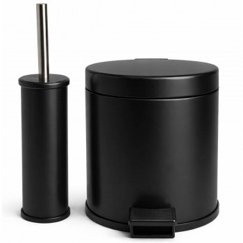 Набор аксессуаров для туалета, мусорное ведро и ёршик с подставкой, металлический, черный