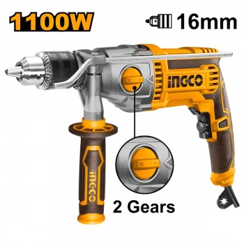 Дрель ударная электрическая INGCO Industrial 1100 Вт, патрон 3-16 мм, 2-скоростная ID211008