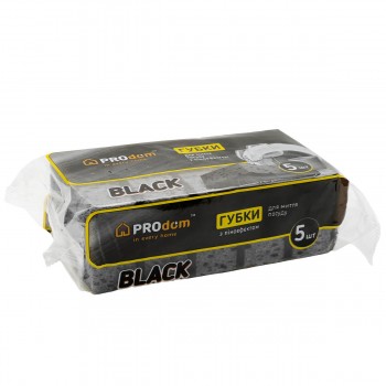 Bureți pentru spălarea vaselor Prodom Black, negri, poroși, 5 bucăți, 95x65x35 mm