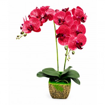Orhidee artificială DYP6000/56 în ghiveci, floare decorativă roz, 55 cm