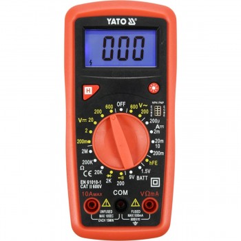Цифровой мультиметр YATO YT-73081, 0–600 В AC/DC, 10 А, тест батареи