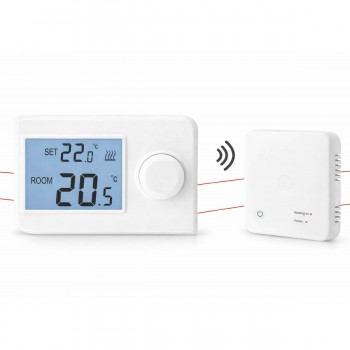 Termostat de cameră fără fir ERMETIO TA-WT19N pentru centrală termică, neprogramabil, LCD, 868 MHz, 5-35 °C, max. 10 A