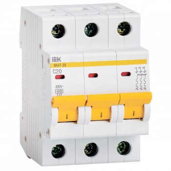 Întrerupător automat IEK ВА47-29 3P, tip С, 4.5 kA, 20 A, 400 V