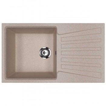 Chiuvetă bucătărie Ulgran nisip, încastrată, marmură artificială, 830x480x210 mm, 1 cuvă, cu aripă U-703-302