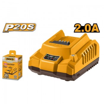 Зарядное устройство для аккумуляторов INGCO FCLI2001 P20S 20 В, 2 А, быстрое 50 Вт