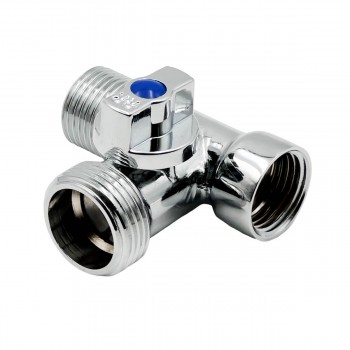 Robinet cu sferă REMER RUBINETTERIE trei direcții, pentru mașina de spălat, 1/2 filet extern х 3/4 filet extern х 1/2 filet intern RR 260