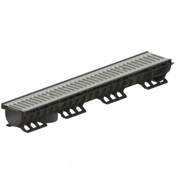 Rigolă pentru drenaj Standartpark POLYMAX BASIC A15 DN100 1000 x 160 x 120 mm din polipropilenă cu grilă din oțel zincat