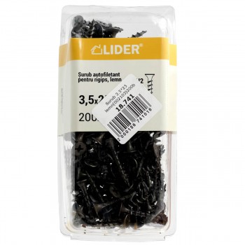 Șurub pentru lemn și gips-carton Lider 3.5x25 mm 200 bucăți (Art. 002103)