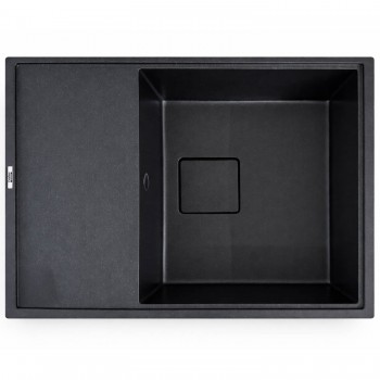 Chiuvetă de bucătărie Elefant Premium Esteris 6550, din piatră artificială, încastrabilă, cu picurător, 645x495 mm, negru metalizat