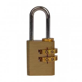 Замок навесной кодовый Profmet A3 20 мм, латунный корпус, длинная нерж. дужка d.3 мм, 2-цифровой PIN