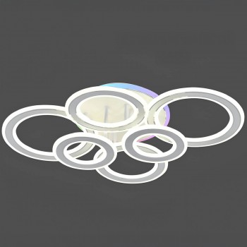 Lustră LED de tavan, alb + crom, dimabilă 3000-6000K, cu telecomandă L7202/6H WH+CR