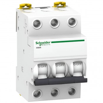 Автоматический выключатель Schneider Electric Acti9 iK60N 3P, 63 A, C, 6 kA, DIN-рейка, 400 В A9K24363