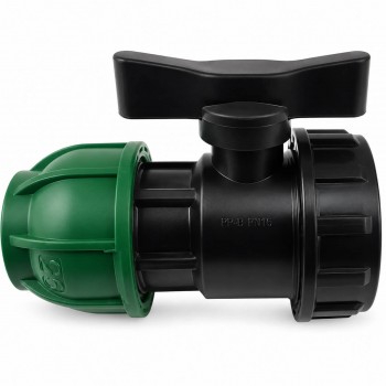 Кран шаровой компрессионный HYDRO-S 25х3/4 ВР, PN10, полипропиленовый, для ПНД труб