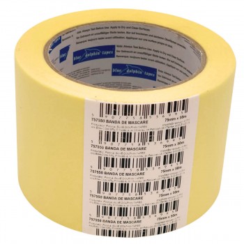 Bandă de mascare Blue Dolphin 75 mm x 50 m galbenă (757550)