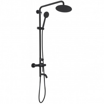 Sistem de duș ZERIX SUS-009-J, negru, inox 304 (SUS304), cap pătrat 200x200 mm, baterie cu pipă pivotantă