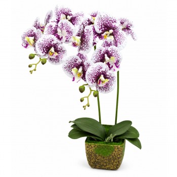 Orhidee artificială DYP6000/8 în ghiveci, alb-mov, 55 cm