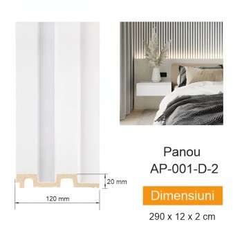 Panou de perete din HDPS DECOLUX AP 001-D-2 Alb, 2900x120 mm, 20 mm
