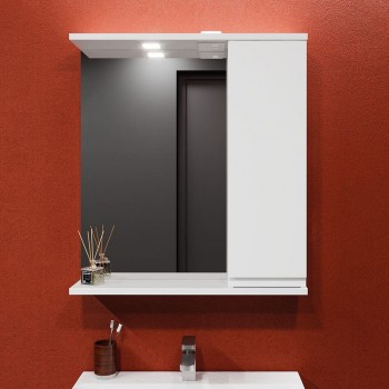 Dulap cu oglindă pentru baie BAYRO Studio 700x754x155 mm, suspendat, cu iluminare, deschidere pe dreapta, alb mat