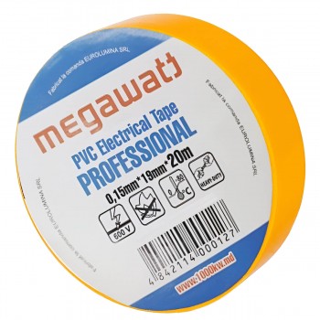 Изолента ПВХ MegaWatt 19 мм x 20 м оранжевая