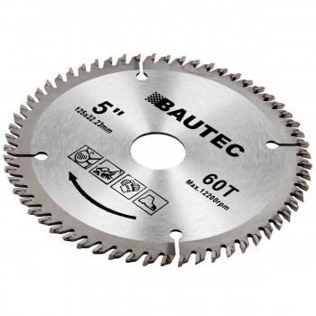Disc circular pentru lemn BAUTEC 125 mm x 22,23 mm, 60 dinți (Art. 1110)