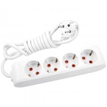 Prelungitor casnic Viko cu împământare 5 m 16 A 230 V 4 prize IP20 alb 95114405