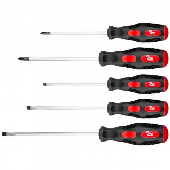 Набор отверток Top Tools 5 шт, PH1/PH2, SL4-6 мм, CrV, магнитные 39D503