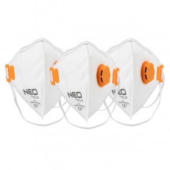 Mască respiratorie antipraf pliabilă NEO Tools 97-304, FFP2, cu supapă de expirație, set 3 bucăți