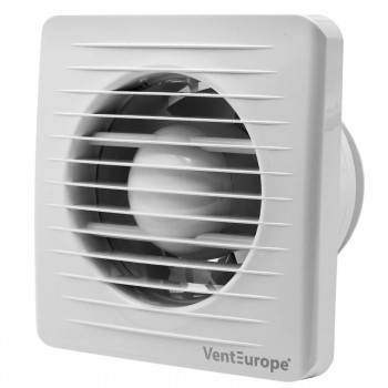 Ventilator de evacuare axial Vent Europe Classic 100, cu plasă de țânțari, d.100 mm, 14 W, din plastic, alb