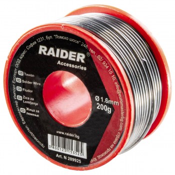 Lipitură de staniu Raider Sn60 Pb40, 1.6 mm, bobină 200 g (art. 209925)