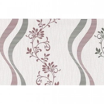 Tapet din hârtie Bryanskie Oboi Tango 10, gri-bej, ramuri, embosat, 0,53 x 10 m