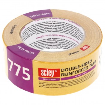 Bandă dublu adezivă armată Scley 775, 48 mm x 25 m, grosime 0,38 mm, 0310-752550