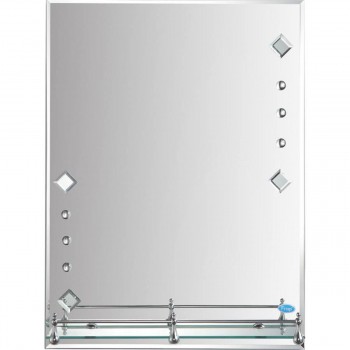 Зеркало для ванной FRAP F692 600x450 мм, настенное, прямоугольное, с полкой, с рисунком