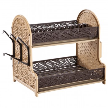 Сушилка для посуды двухъярусная Violet House Ажур 0414, пластик, с поддоном, 28x40x38 см