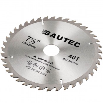 Disc circular pentru lemn BAUTEC 190 mm, 40 dinți, diametru interior 30 mm (Art. 1103)