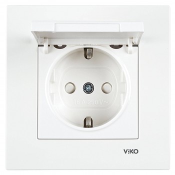 Розетка белая с заземлением+крышкой+шкорками Viko Karre 90960012