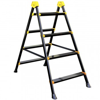 Scară metalică dublă pliabilă Eurostep LEPUS 4+4 trepte, 150 kg, neagră