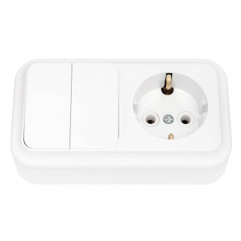 Bloc de întrerupător cu priză două butoane BYLECTRICA Pralesca alb 2V-RC-529