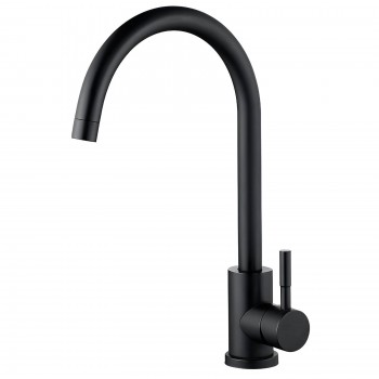 Смеситель для кухни ZERIX SUS-011 BLACK черный, однорычажный, из нержавеющей стали