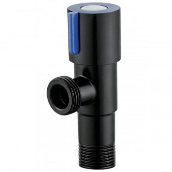 Robinet cu bilă sub lavoar HYDRO-S 1/2" filet extern x 1/2" filet extern, 80 mm, din oțel inoxidabil, cu mâner albastru, negru (Art. 0400467)