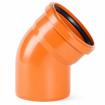 Отвод канализационный ПВХ 110 мм, 45 градусов, оранжевый, для наружной канализации