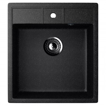 Chiuvetă pentru bucătărie Ulgran U-406 încastrată 445x500 mm, din marmură artificială, neagră (U-406-308)